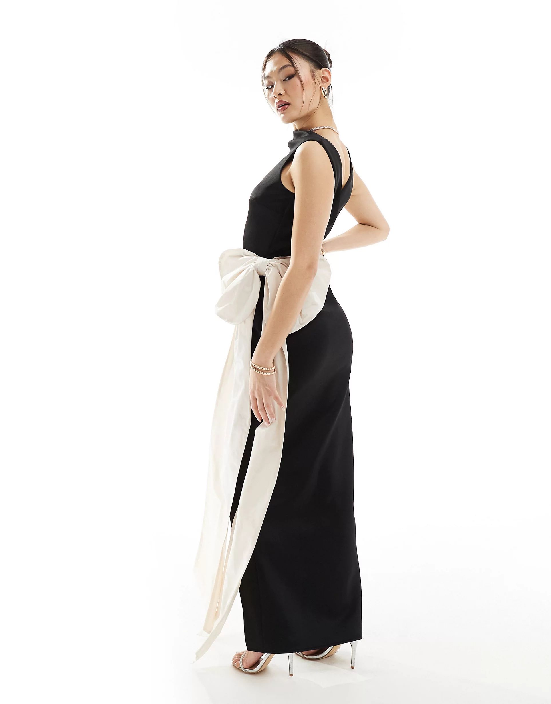 ASOS DESIGN sleeveless extreme bow maxi dress in black | ASOS | ASOS (Global)