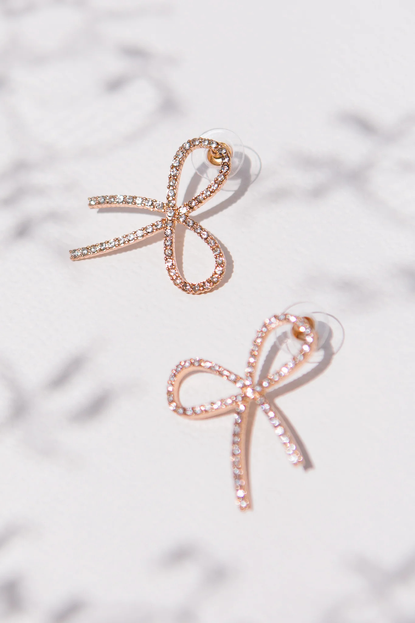Rose Gold Crystal Bow Earrings | Ivy City Co