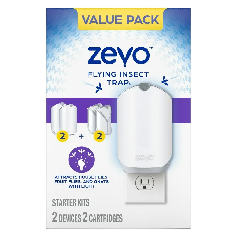 Zevo Flying Insect Trap, Indoor Fly Trap - 2 Devices + 2 Refills (Value Pack) | Walmart (US)