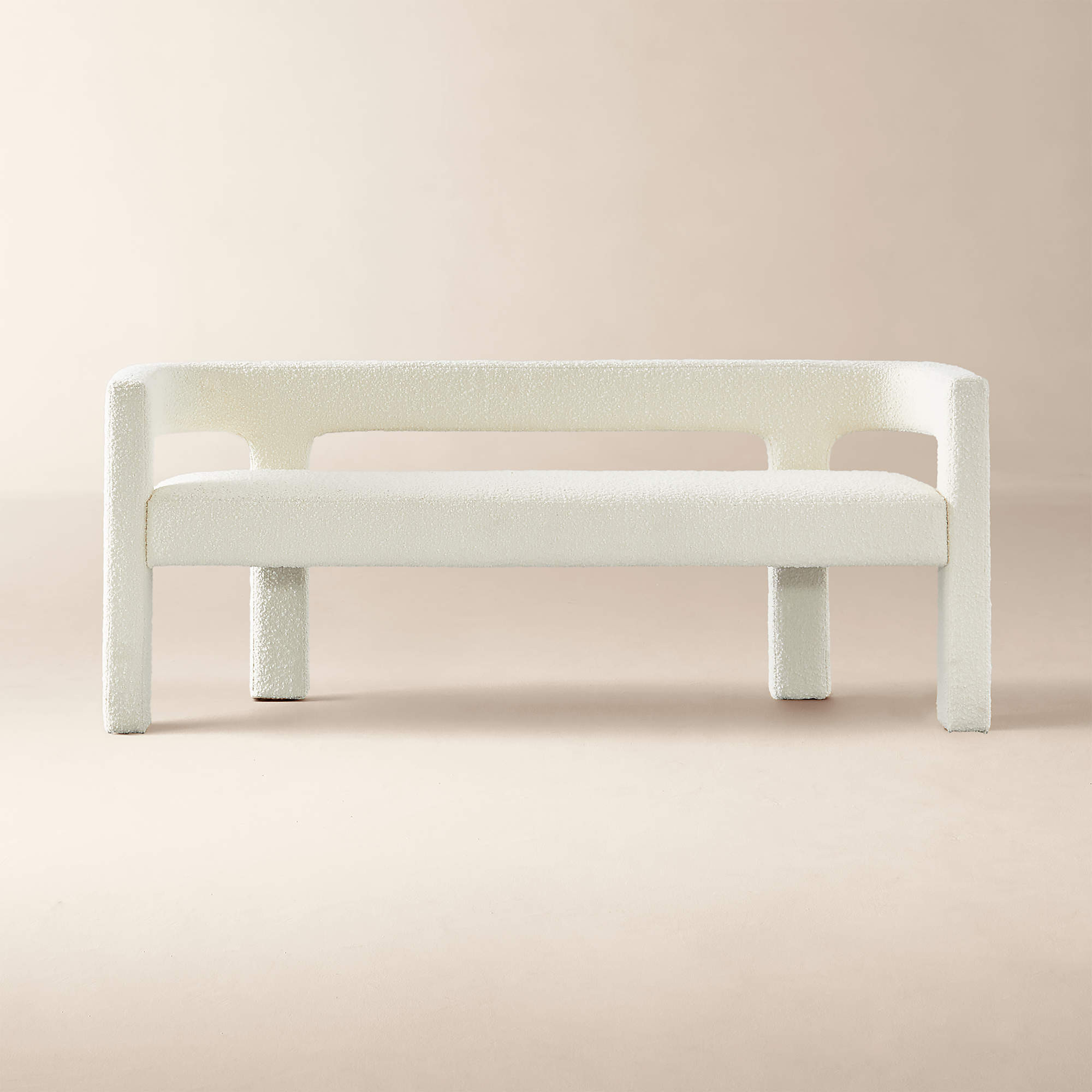 Stature 67" Warm White Boucle Bench + Reviews | CB2 | CB2