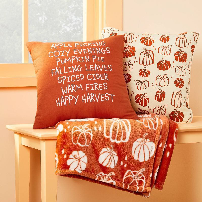 Fall Square Throw Pillow Orange/Almond - Spritz™ | Target