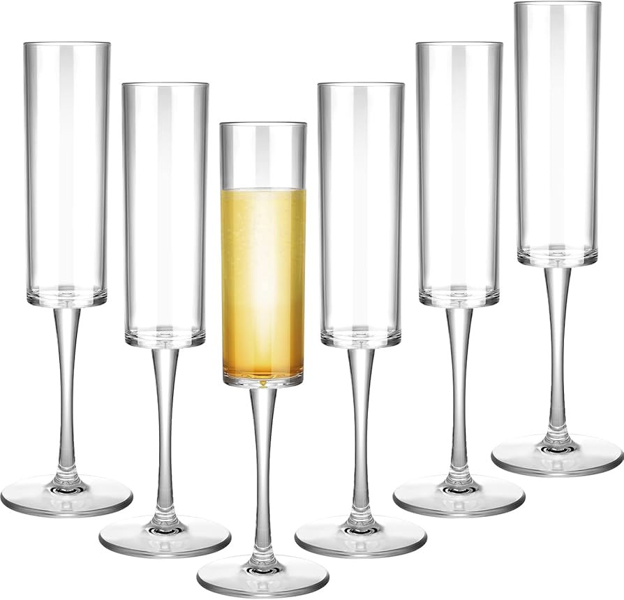 Lauwell Set of 6 Plastic Acrylic Crystal Champagne Glasses Flutes Hand Blown Champagne Goblets Cl... | Amazon (US)