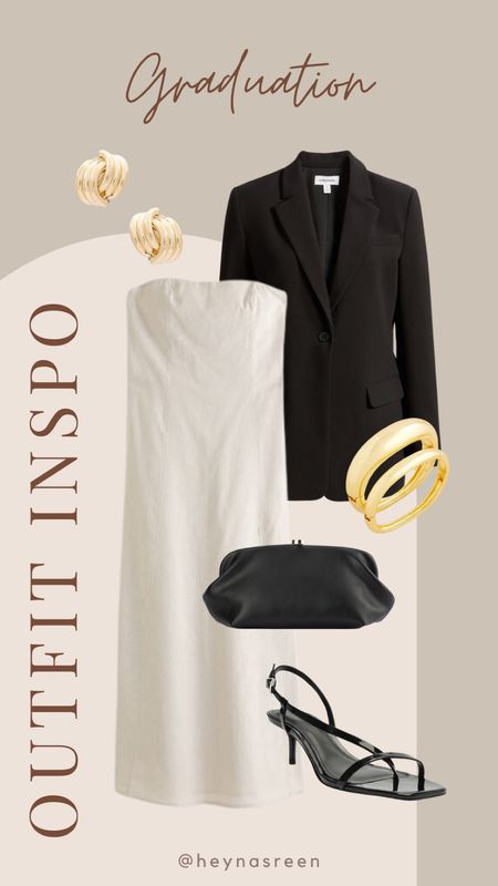 Graduation guest outfit idea: chic 🖤 Pairing this silk dress with a blazer and clutch is so cute. 

#LTKfindsunder100 #LTKstyletip 

#LTKSeasonal