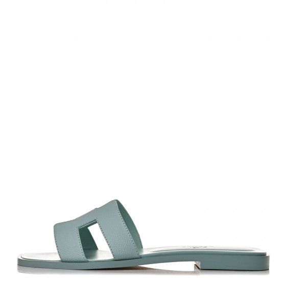 HERMES Epsom Oran Sandals 36 Vert Embrun | Fashionphile