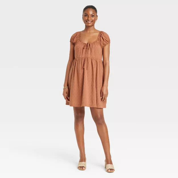 Women's Puff Short Sleeve Day Dress - Universal Thread™ | Target