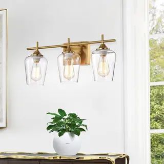 Patra 3-light Polished Brass Wall Sconce with Wine Glass Shades - Gold | Bed Bath & Beyond