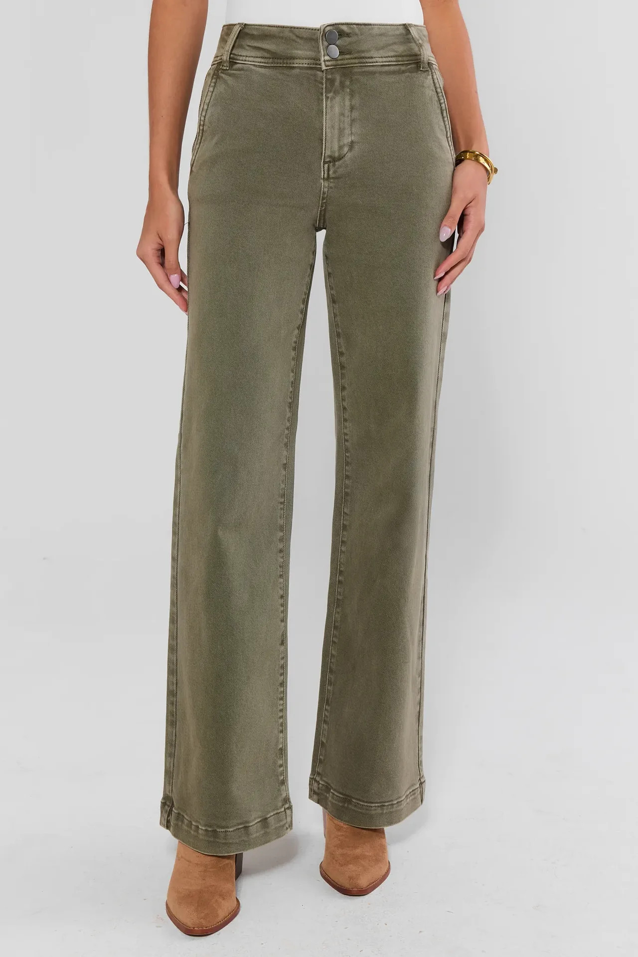 Kameron Olive Wide Leg Jeans | Avara
