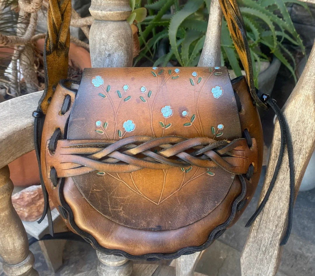 VTG Hand Tooled Leather Western Shoulder Bag Floral Hippie Boho Saddlebag Purse - Etsy | Etsy (US)