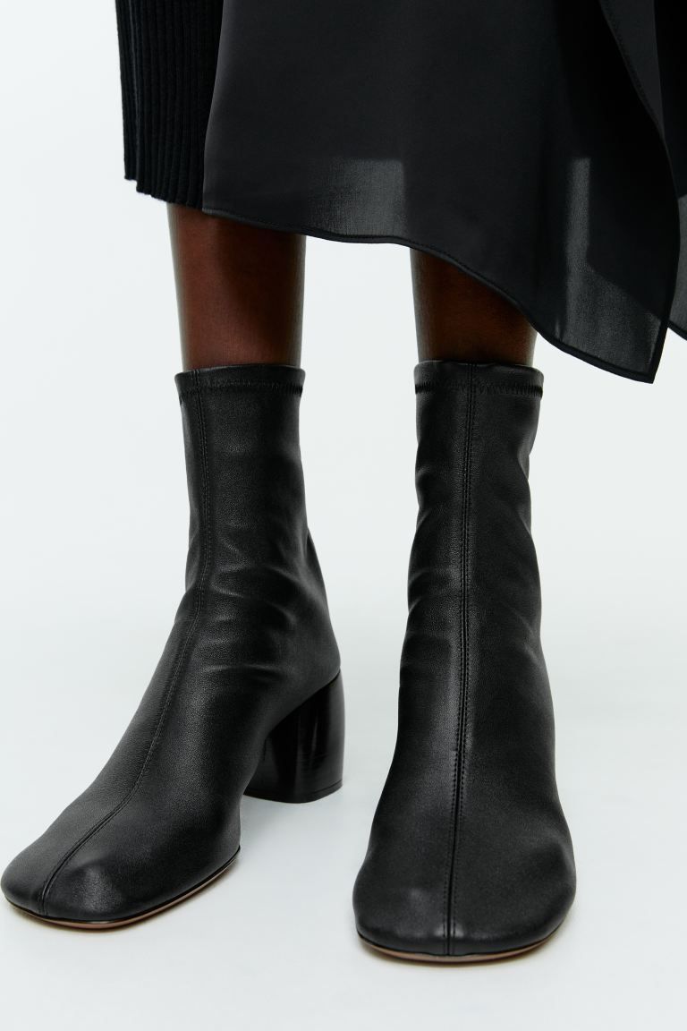 Stretch-Leather Sock Boots - Black - Ladies | H&M GB | H&M (UK, MY, IN, SG, PH, TW, HK)