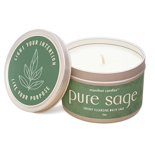 MANIFEST CANDLES, White Sage Candles for Cleansing House Negative Energy, 45 Hour Burn, Pure Sage Smudge Candle, Positive Energy Meditation Candle, Aromatherapy Candle, Spiritual Gifts, Healing Sage | Amazon (US)