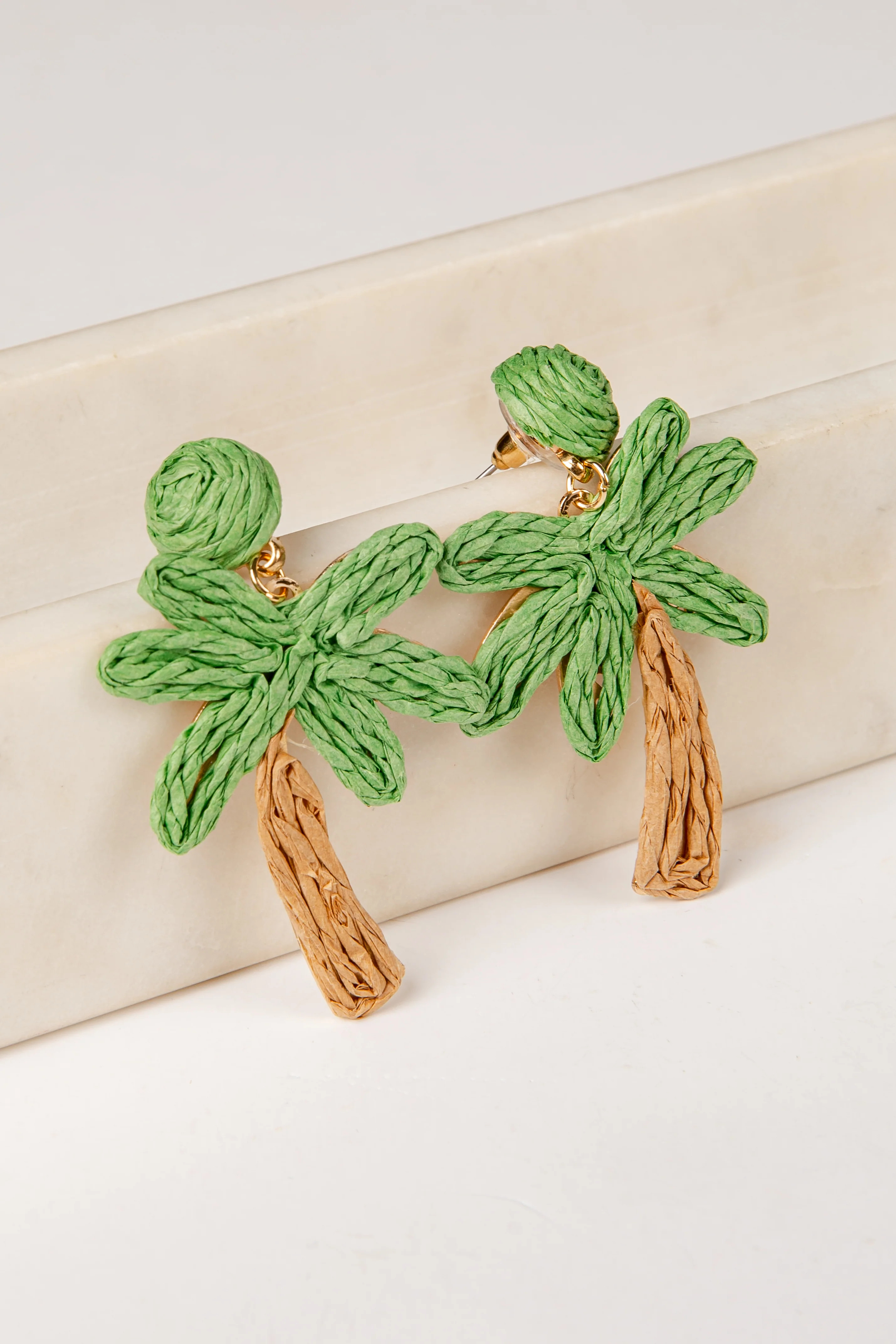 Palm Tree Green Drop Earrings | Trendy Women's Jewelry | ShopDressUp | Dress Up