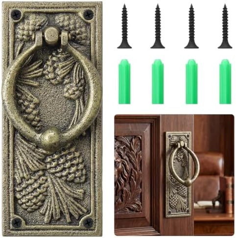 1 Pcs Cast Iron Door Knocker Antique Front Door Knob Plate,Antique Bronze | Handle Back Plate wit... | Amazon (US)