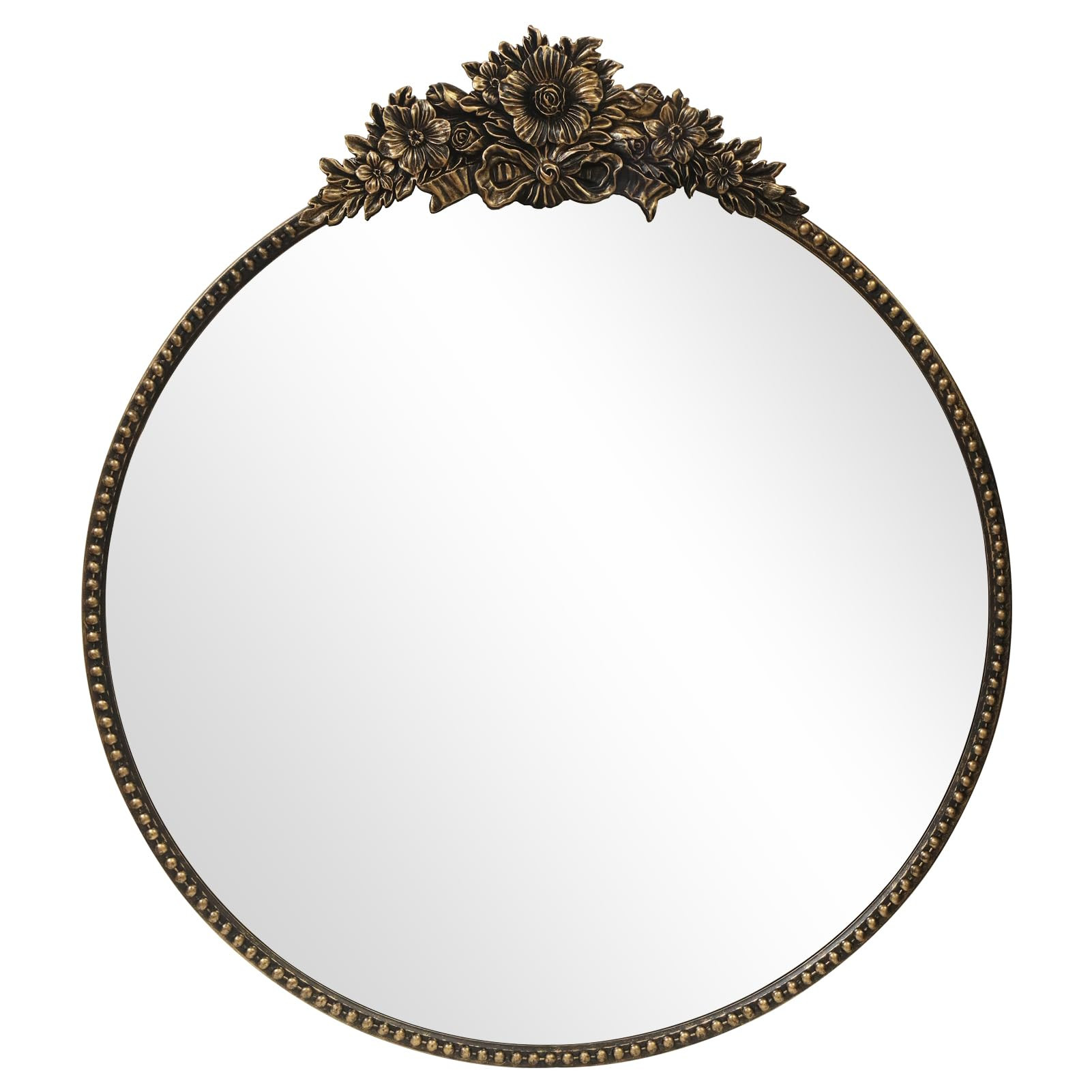 Round Baroque Style Antique Mirror, 24" Metal Circle Vintage Wall Mounted Decorative Mirror for Entryway,Bathroom,Vanity, Retro Black | Amazon (US)