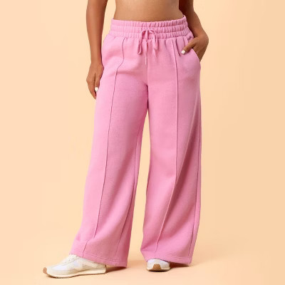 Blogilates Women's Travel Trouser High-Rise Wide Leg Sweatpants - Pink 3X | Target