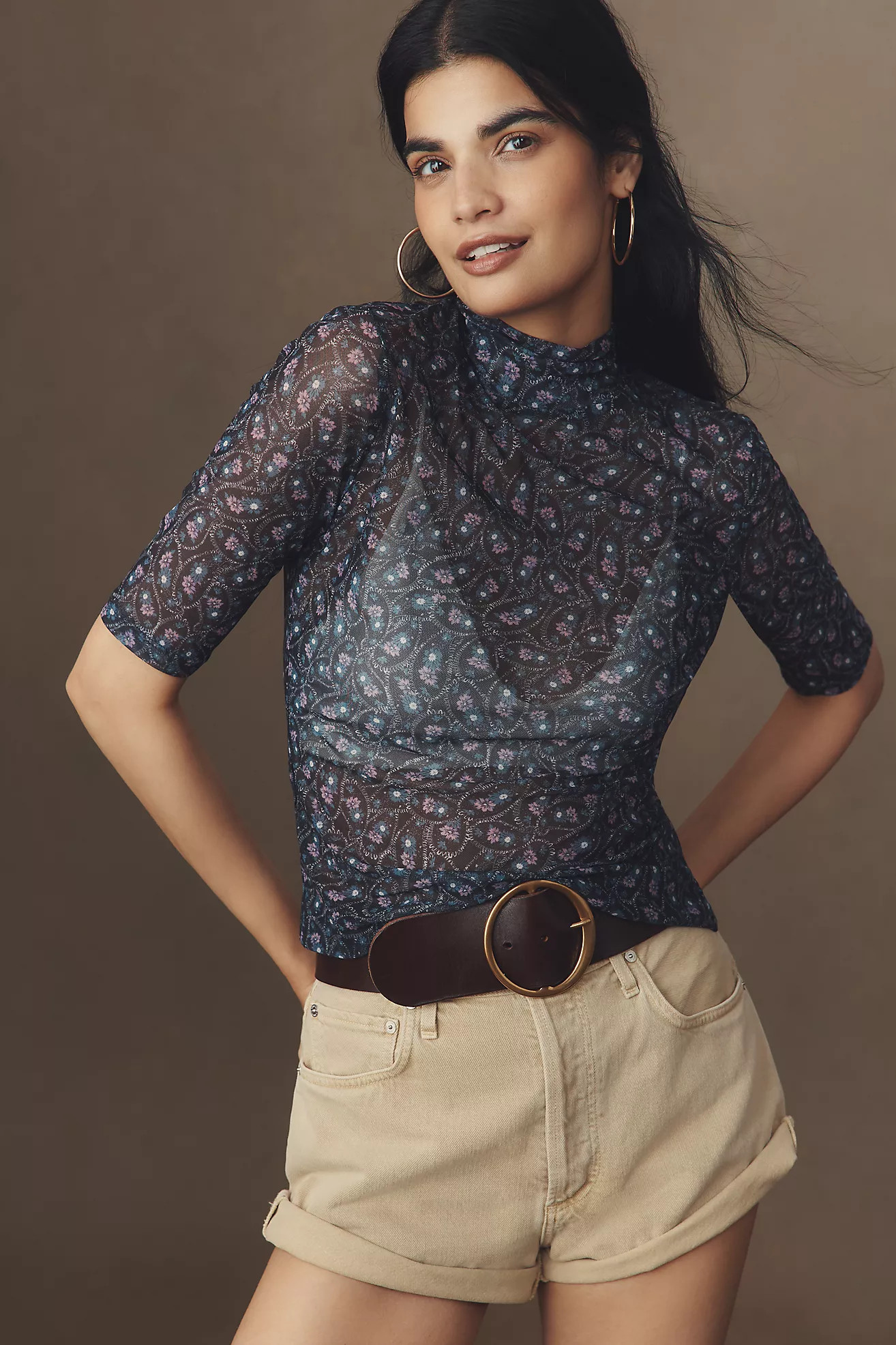 By Anthropologie Half-Sleeve Mesh Top | Anthropologie (US)