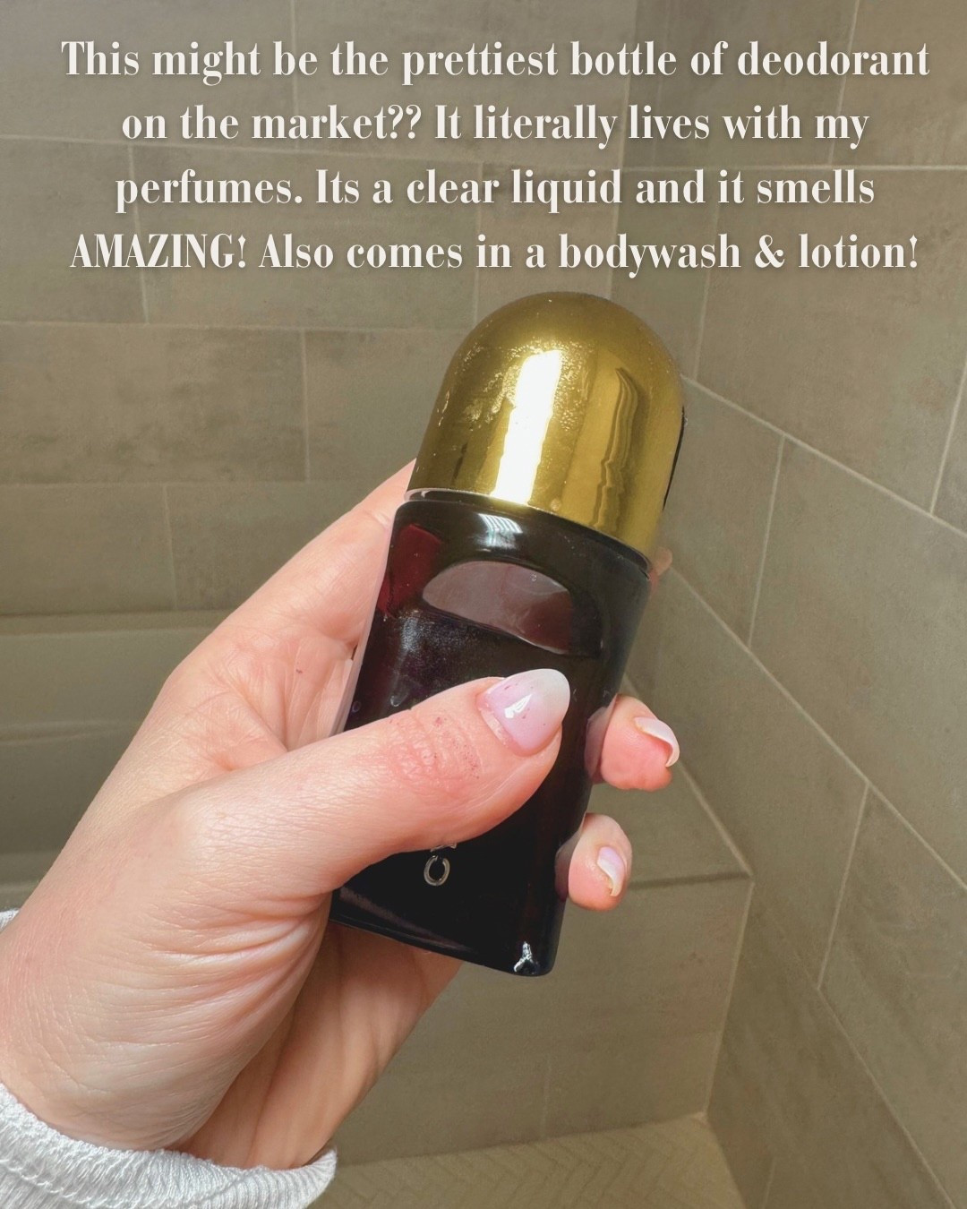 This might be the prettiest deodorant bottle on the market. It literally lives with my perfumes because it’s that cute. It’s a clear liquid formula, smells incredible, and makes getting ready feel a little more luxurious. Also comes in a body wash and lotion if you want the full scent moment. Linked here 🤍