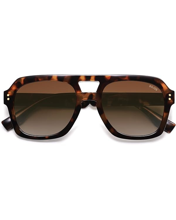 SOJOS Retro Thick Polarized Aviator Sunglasses for Women Men, Large Trendy Bold Square Pilot Shad... | Amazon (US)