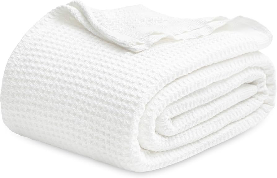 Bedsure 100% Cotton Blanket Queen Size for Bed - Breathable and Soft, Waffle Weave Blanket for Su... | Amazon (US)