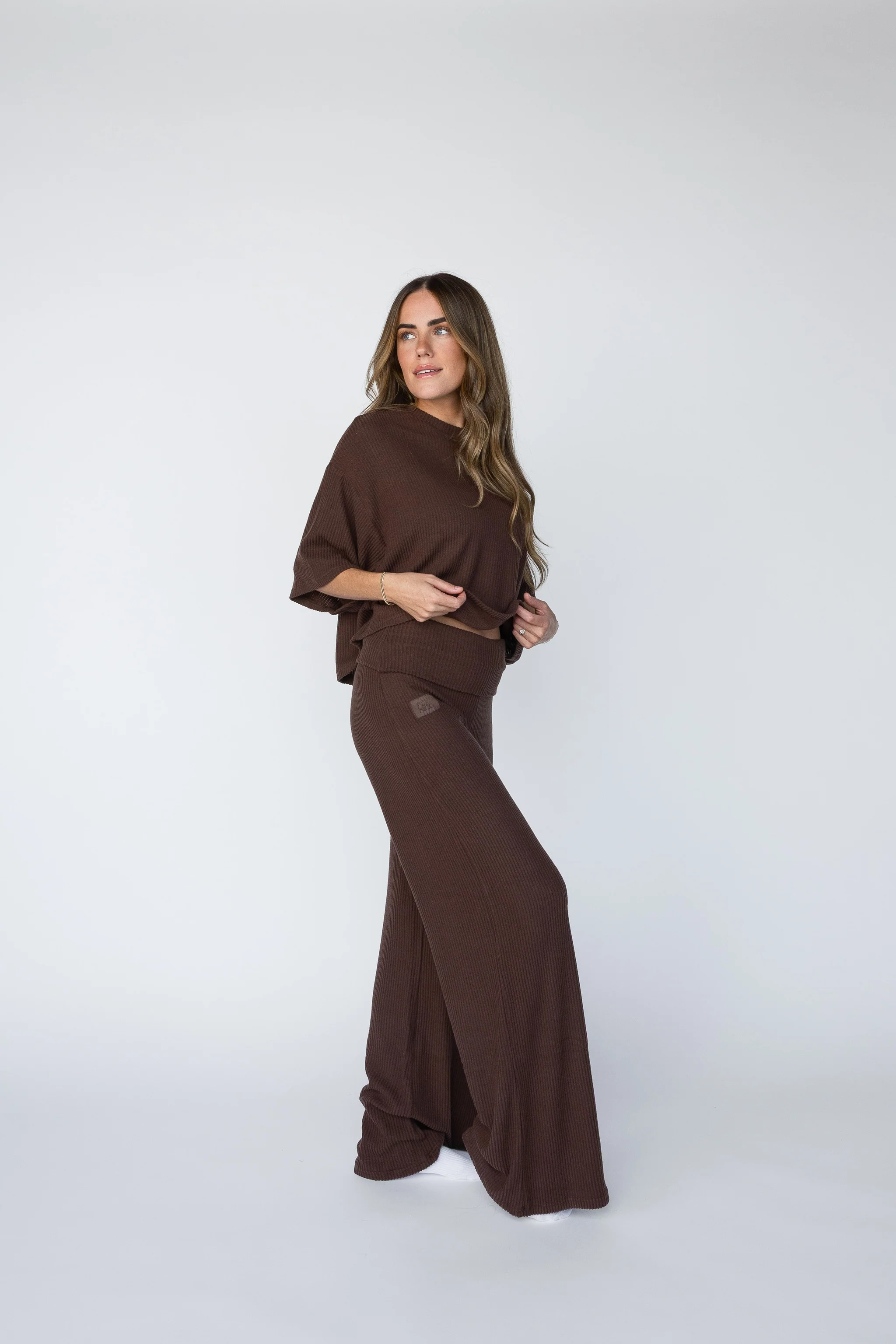 Yacht Club Roll Down Pant Set Cocoa | The Foxy Kind
