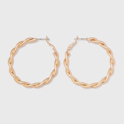 Worn Gold Twisted Lever Back Hoop Earrings - Universal Thread&#8482; Gold | Target