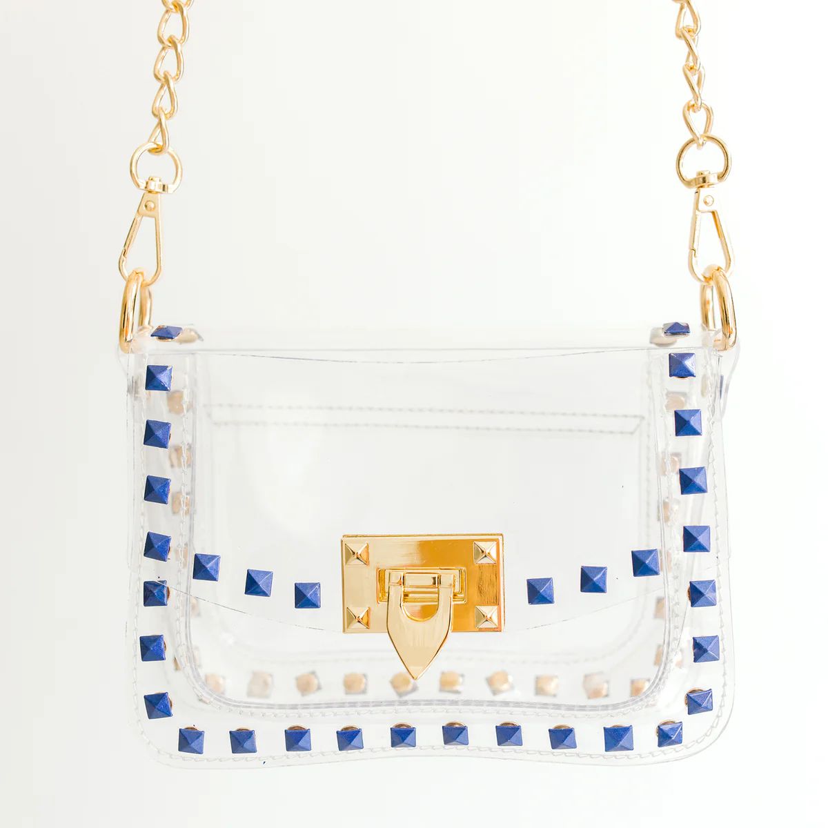 The Jackie in Blue & Gold | Clearly Handbags