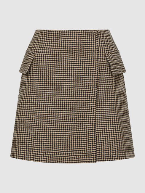 Wool Dogtooth Mini Skirt | Reiss US