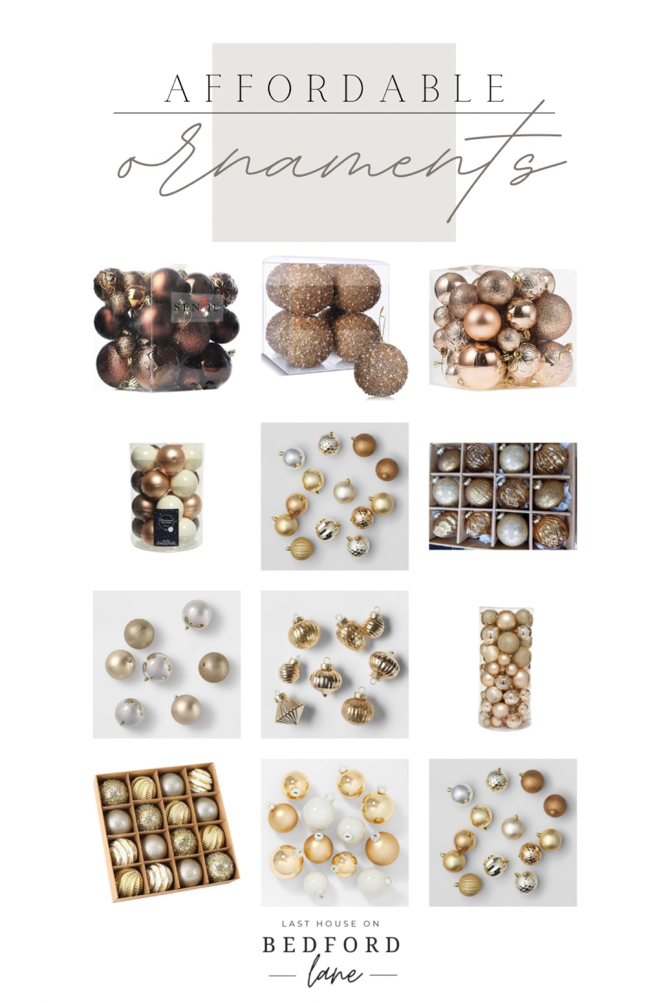 Affordable ornament set gold ornaments brown ornaments tinsel ornaments Christmas tree decor metallic ornament neutral ornaments 

#LTKunder50 #LTKHoliday #LTKunder100