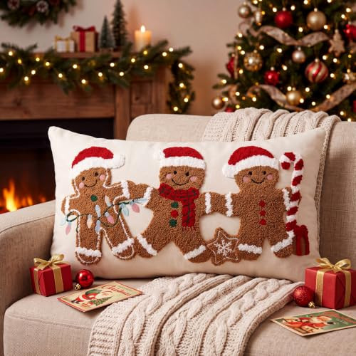 Boao Christmas Gingerbread Pillow Covers 12x20 Christmas Lumbar Case | Amazon (US)