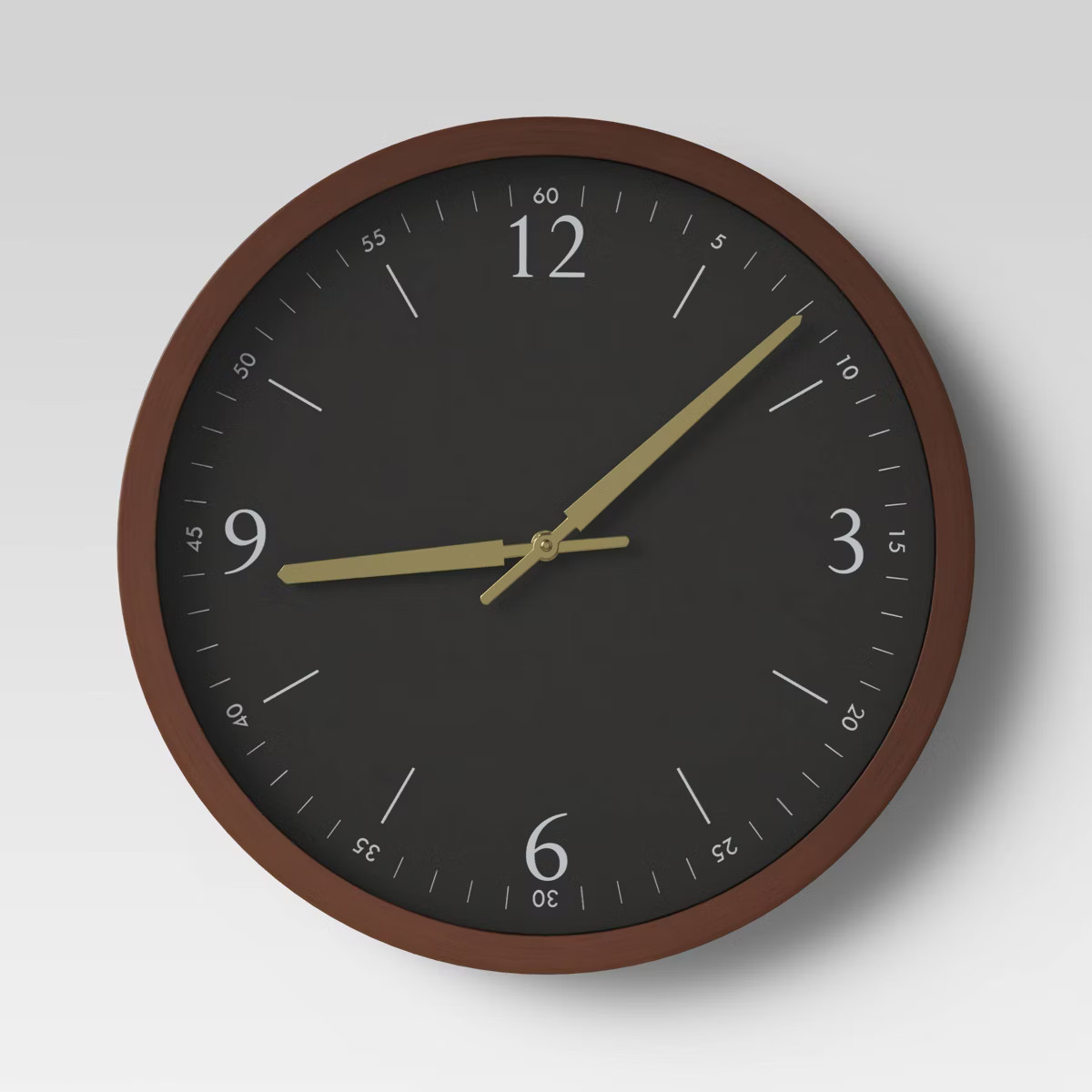 20" Walnut Woodgrain Wall Clock Black - Threshold™ | Target