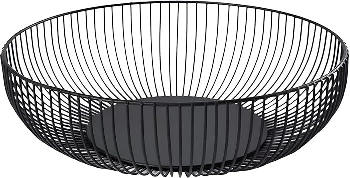 Fruit Bowl for Kitchen Counter, Black Wire Fruit Bowl, Metal Countertop Fruit Basket, 11 Inches R... | Amazon (US)