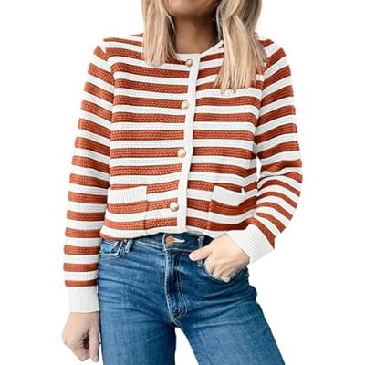 ANRABESS Womens Cardigan Sweater Long Sleeve Button Down Lady Tweed Knit Jacket… | Amazon (US)