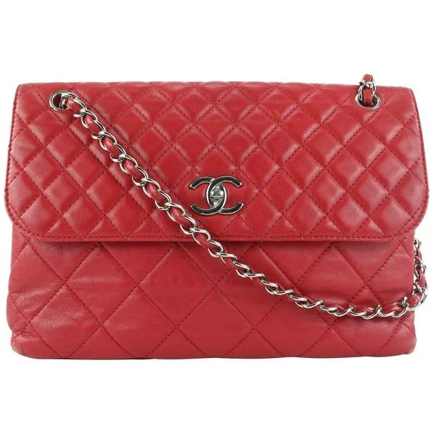 Chanel Red Quilted Lambskin Jumbo Flap Silver Chain Bag 413cas528 - Walmart.com | Walmart (US)