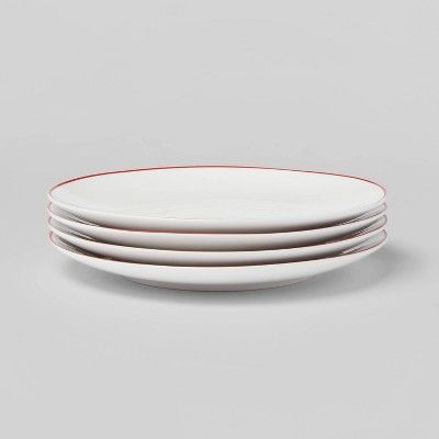 10&#34; 4pk Stoneware Dinner Plates Red - Threshold&#8482; | Target