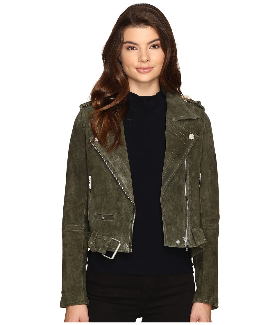 Blank NYC - Real Suede Moto Jacket in Olive Juice (Olive Juice) Women's Coat | Zappos