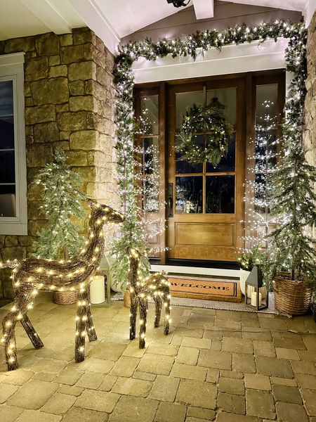 Nothing better than the twinkle at night!

Front porch | front door wreath | welcome mat | layering outdoor rug | reindeer

#LTKsalealert #LTKHoliday #LTKhome