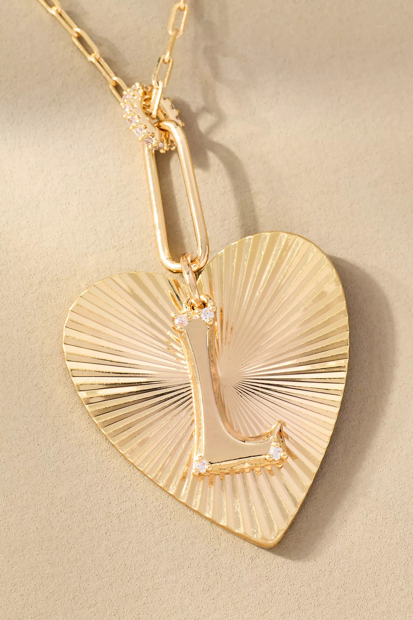 Fluted Heart Pendant Monogram Necklace | Anthropologie (US)