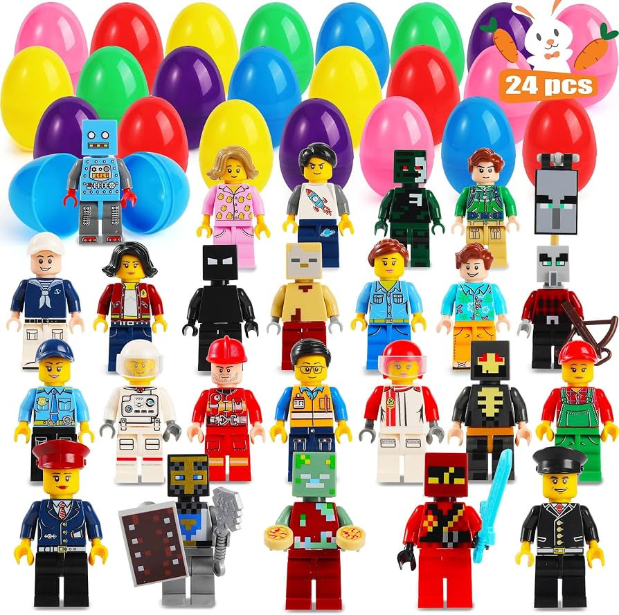 24 Prefilled Easter Eggs, Filled with Building Blocks Figures Toys Inside for Kids Boys Girls Eas... | Amazon (US)