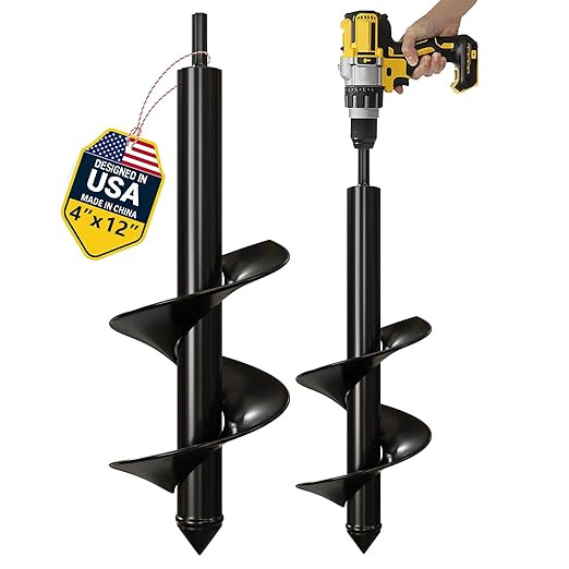 K-Brands Auger Drill Bit for Planting – 4 x 12 Inch - Garden Spiral Hole Drill Planter for Bulb... | Amazon (US)