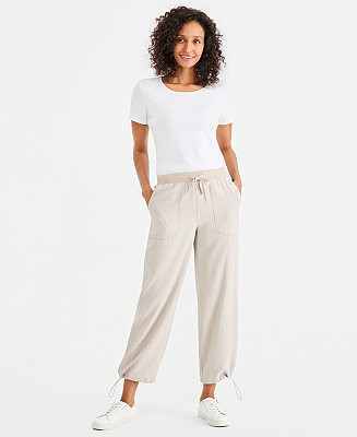 Women's Drapey Bungee Wide-Leg Pants | Macy's