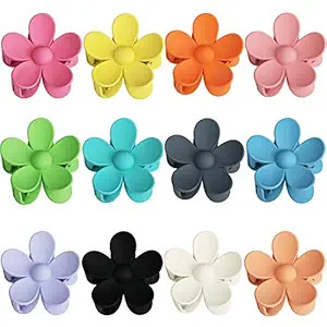 12 Pieces Flower Claw Clips Large Jaw Clips for Women Girls Thick Hair 12 Colors Matte Big Clips ... | Amazon (US)