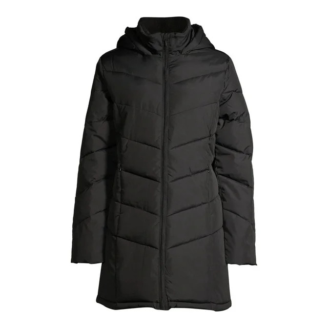Big Chill Women's Chevron Quilted Puffer Jacket with Hood, Sizes S-XL | Walmart (US)