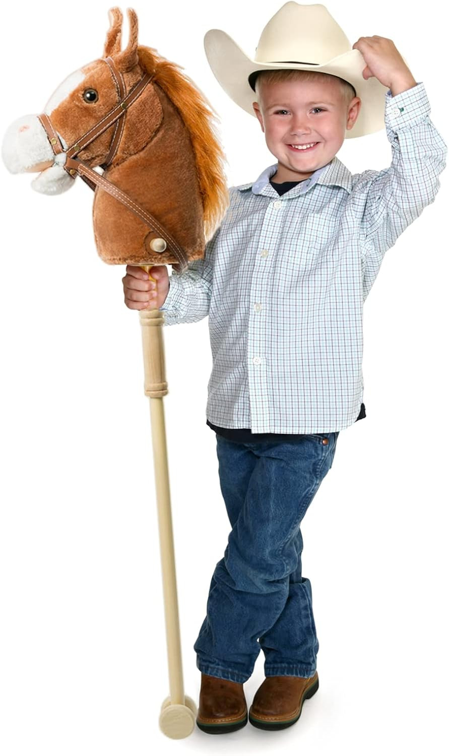 HollyHOME Outdoor Stick Horse with Wood Wheels Real Pony Neighing and Galloping Sounds Plush Toy ... | Amazon (US)