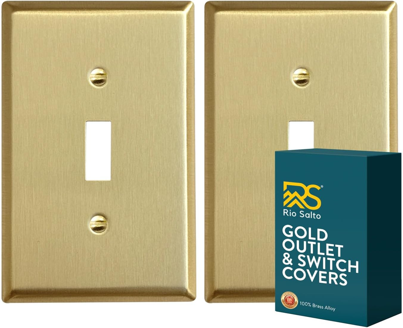 Rio Salto BRASS Metal Gold Toggle Light Switch Covers Wall Plate Single Togle Switch MID-SIZE Wal... | Amazon (US)
