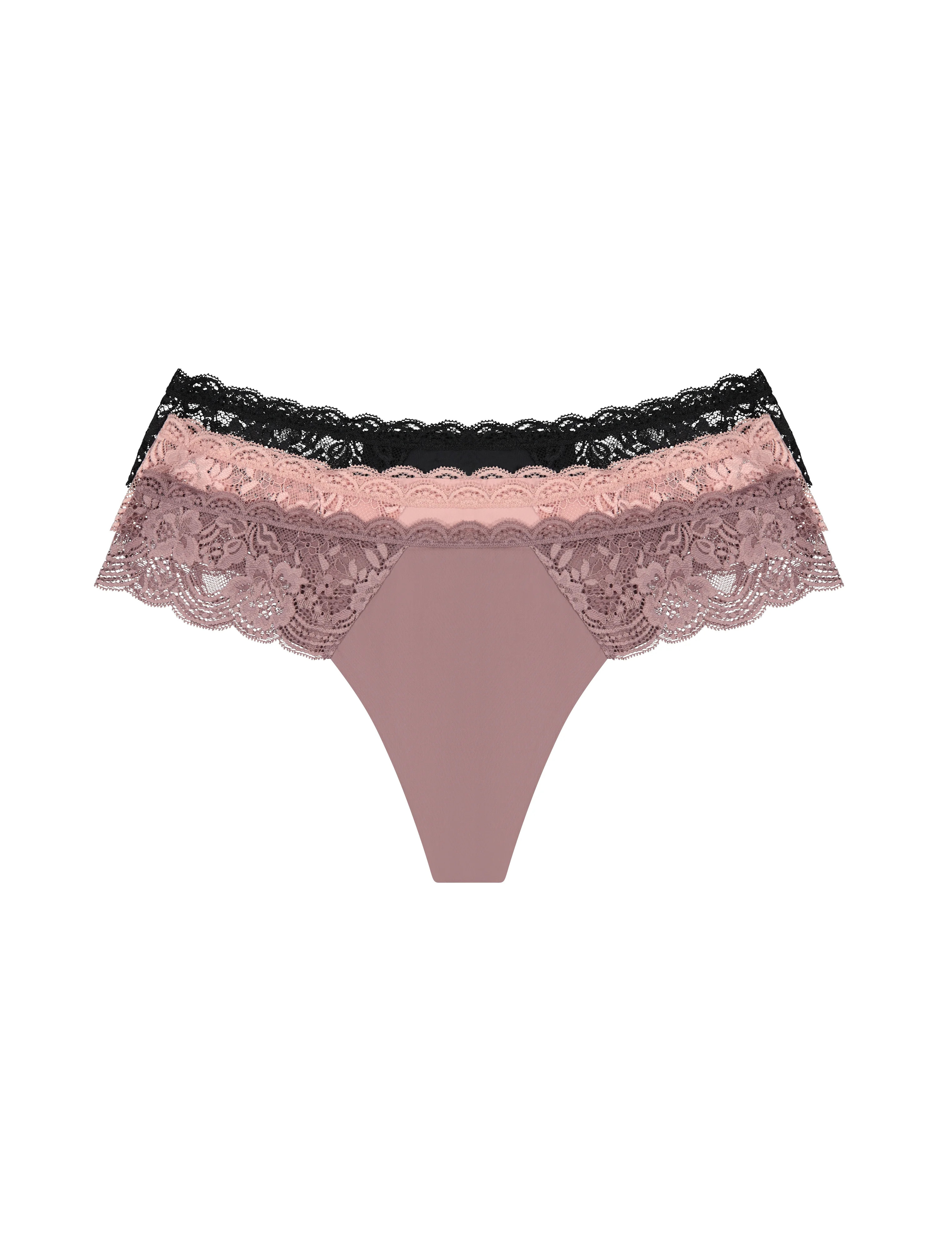 Joyspun Women's Microfiber and Lace Thong Panties, 3-Pack, Sizes XS to 3XL | Walmart (US)