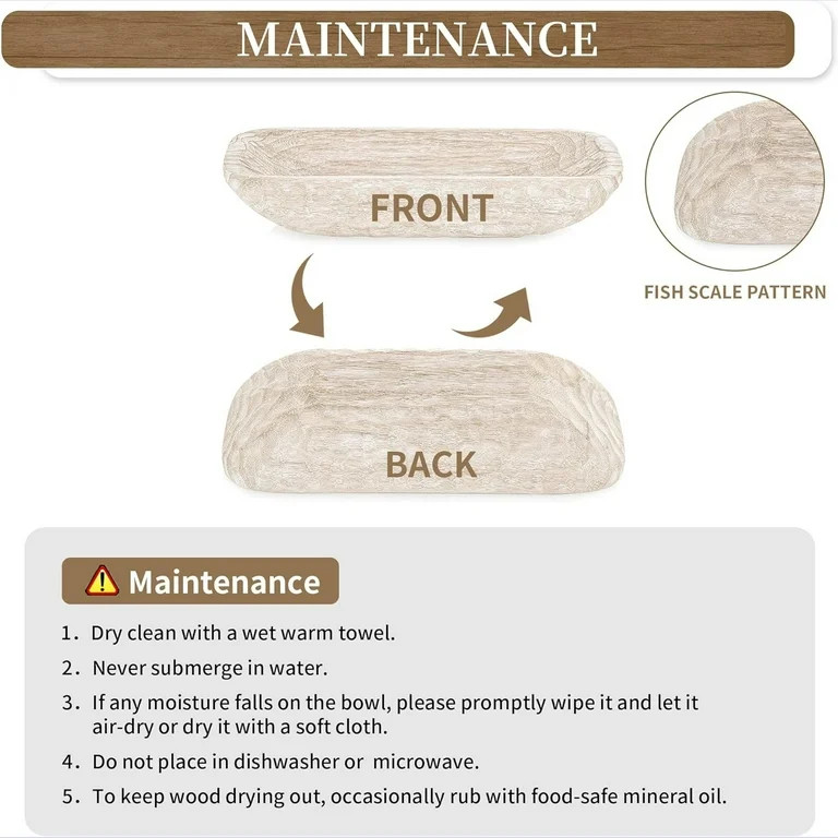 Hanobe Decorative Wood Dough Bowl:  Hand Carved Wooden Key Bowl for Entryway Centerpiece Ball Fil... | Walmart (US)