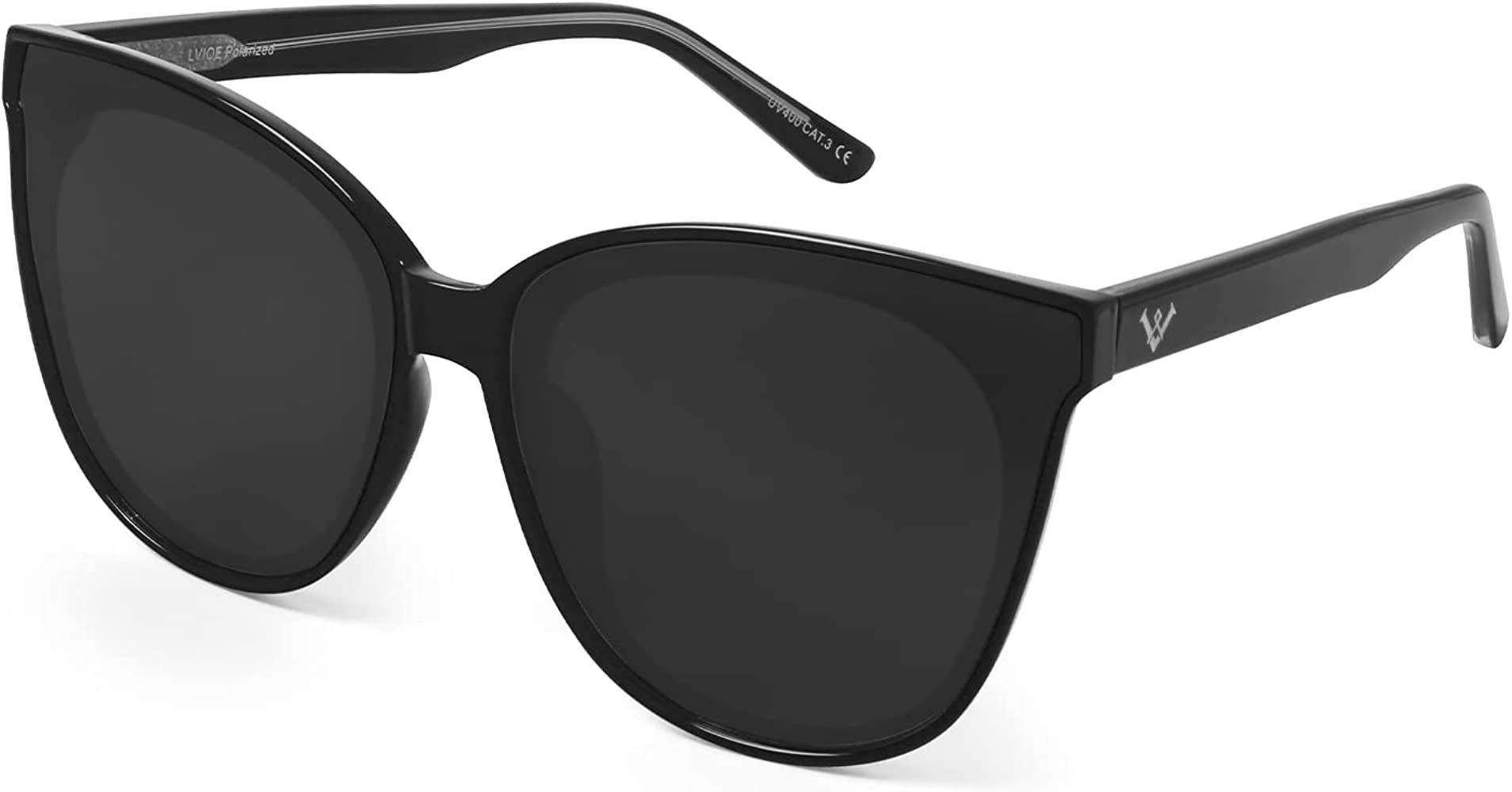 LVIOE Oversized Polarized Sunglasses for Women Trendy Large Cat Eye UV Protection Shade LS1627 | Amazon (US)