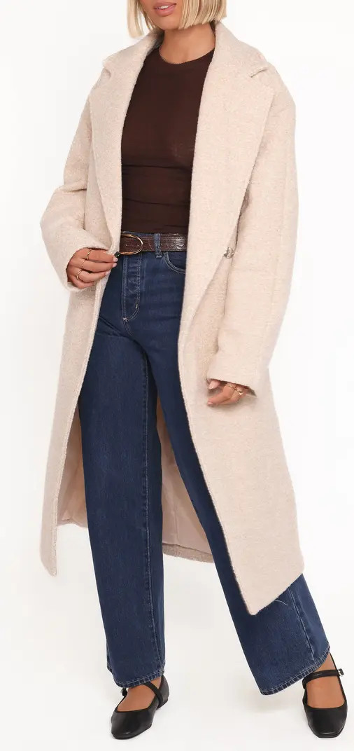Goodie Belted Faux Shearling Longline Coat | Nordstrom