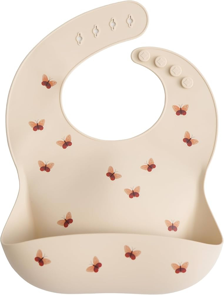 mushie Silicone Baby Bib | Adjustable Fit Waterproof Bibs (Butterflies) | Amazon (US)