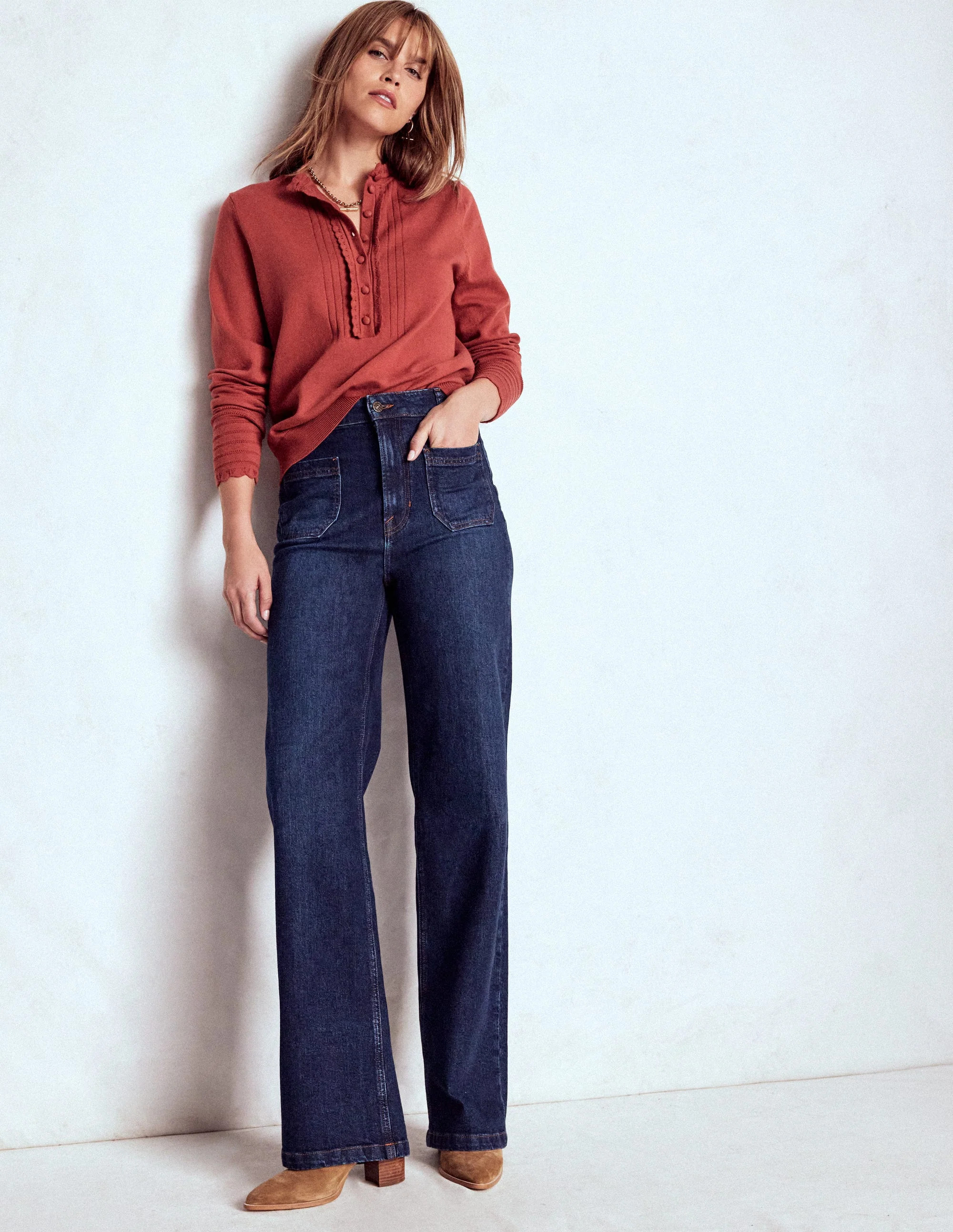 Straight Leg Pocket Jeans-Dark Vintage | Boden UK