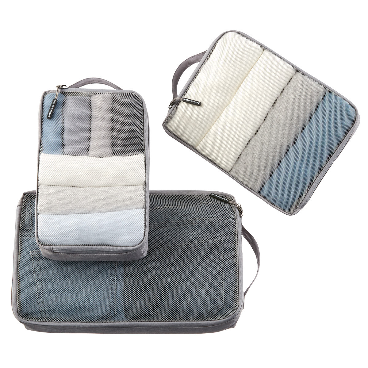 S/M/L Packing Cubes Heather Grey Set of 3 | The Container Store